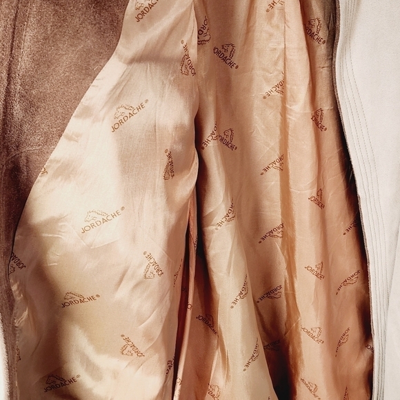 JORDACHE 90’s Beige Suede Open Front Stand Up Colar Jacket Size: L - Picture 7 of 8